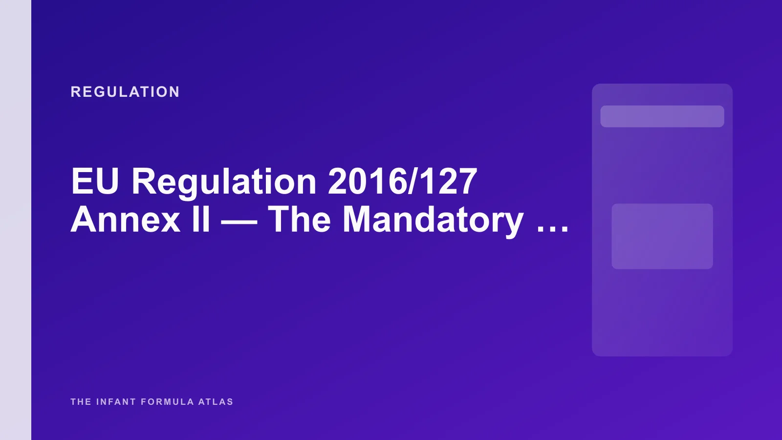 EU Regulation 2016/127 Annex II — The Mandatory Nutrient Reference Table